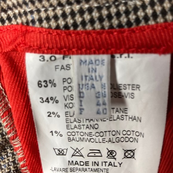 Dismero Italy Women's Houndstooth Ankle Tuxedo Cuffed Trouser Pants Size 8 - Picture 7 of 12